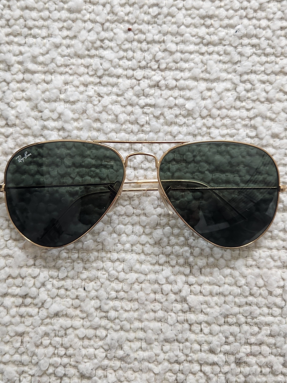 Ray-Ban RB3025 Gold Frame Aviator Sunglasses with Dark Green Lenses